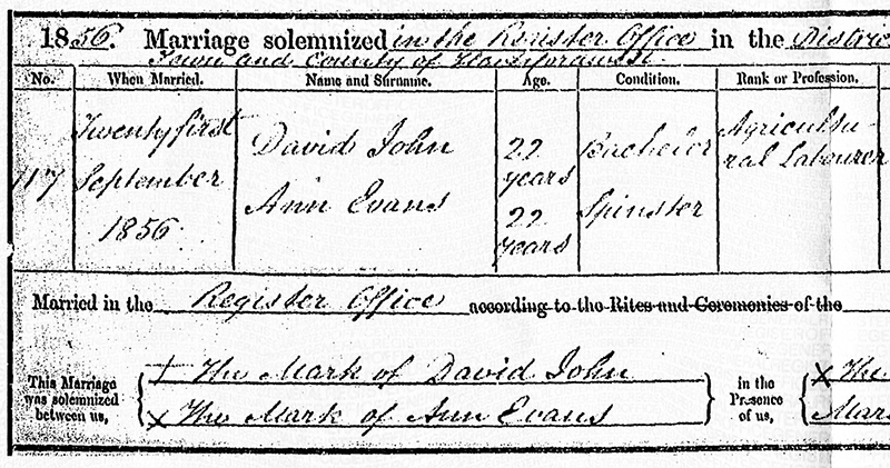 1856 marriage cert