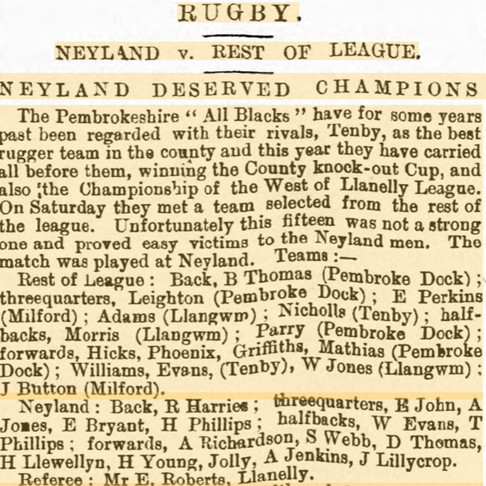 Neyland vs Rest of League