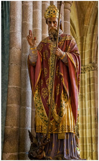 St Tudwal’s Statue at Tréguier Cathedral