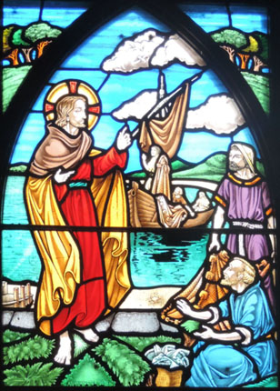 Stained-glass window in St. Tugual's Chapel