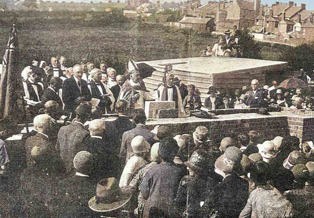 The stone of the present church was laid on September 2nd, 1930  and the church was dedicated the following year on June 11th.